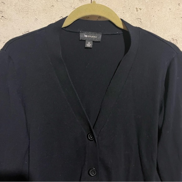 AB Studio Women's Black 3/4 Sleeve Button Front Lightweight Cardigan Size M - Picture 2 of 7
